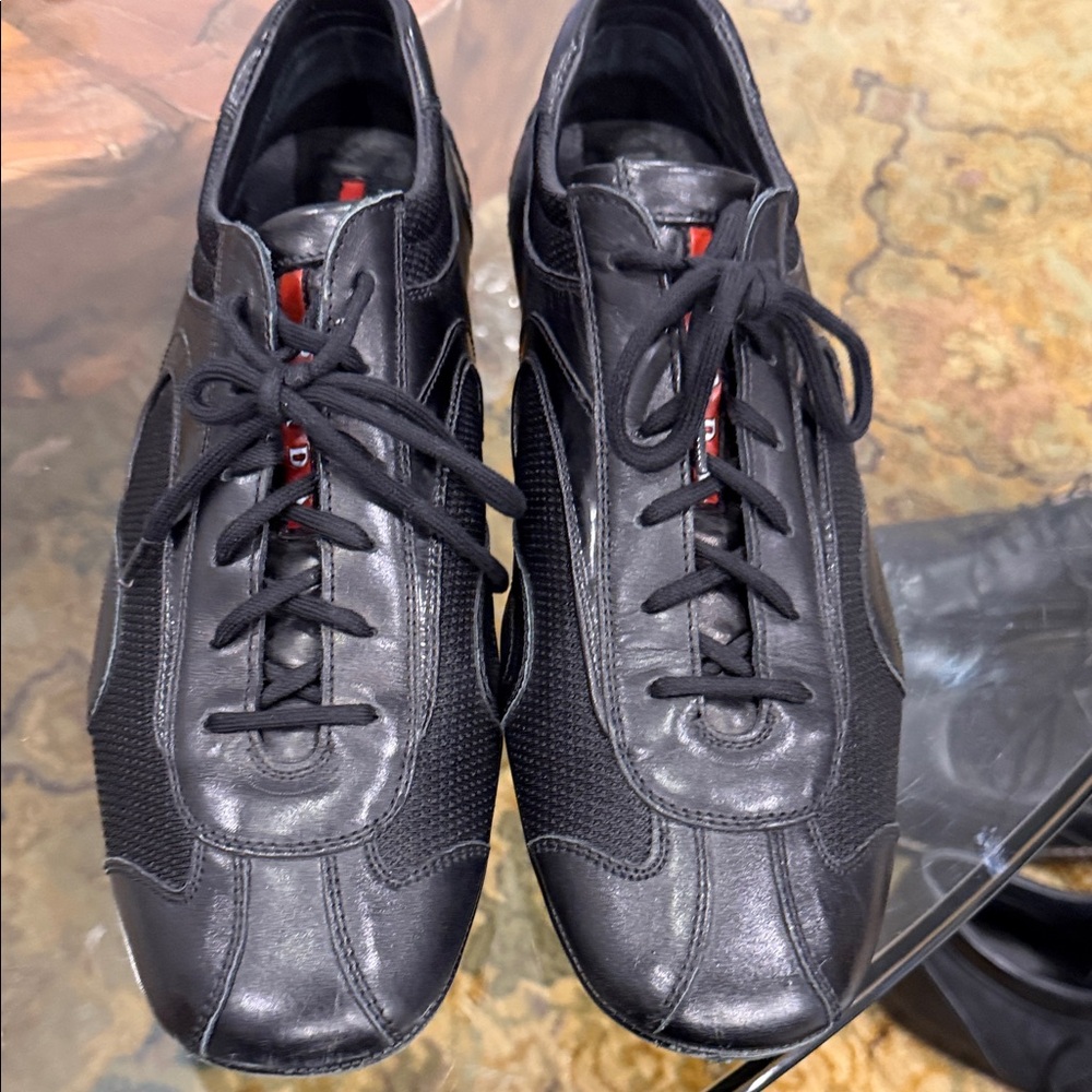 Authentic Prada Linea Rossa Montecarlo Black Leather Driving Shoes